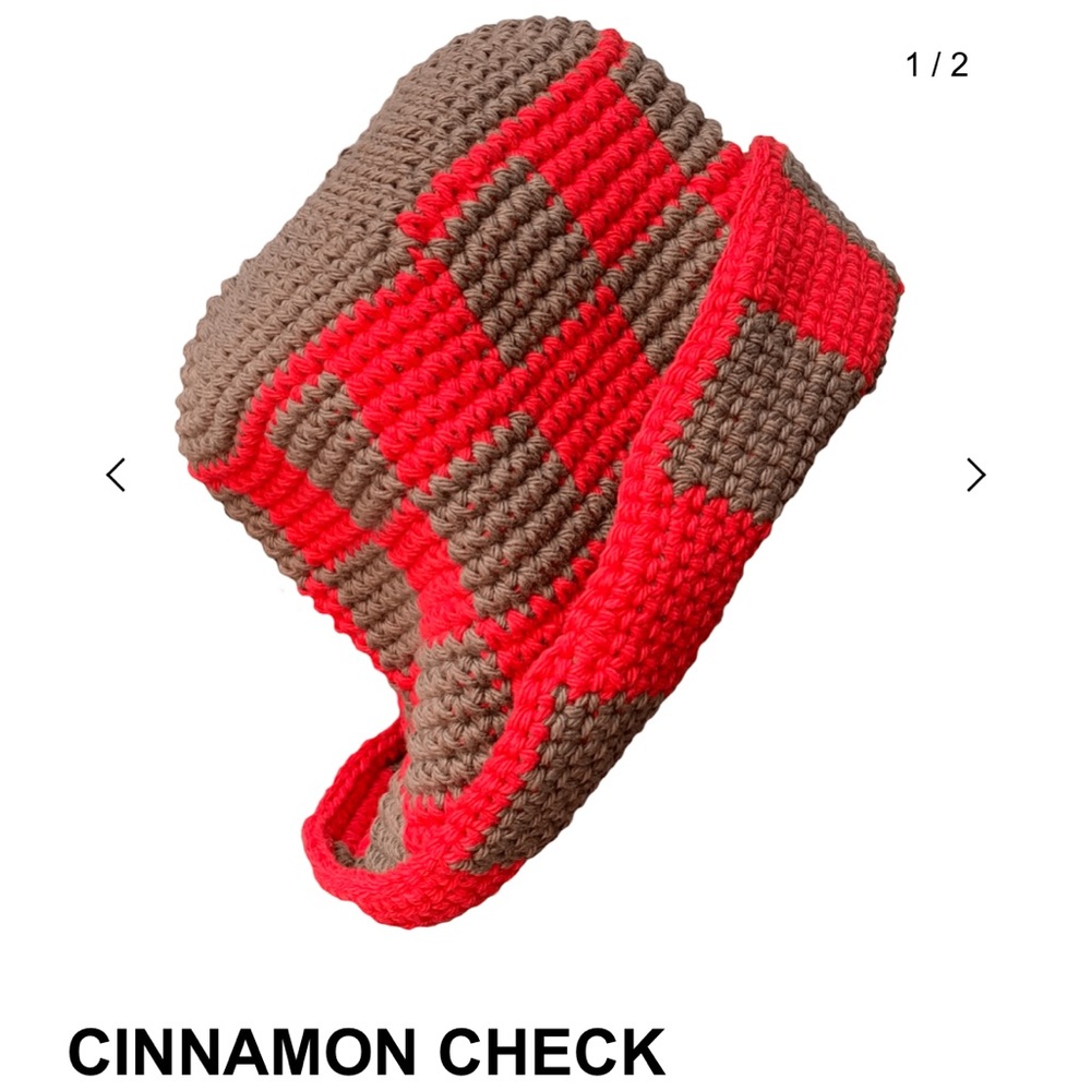 Memorial Day Crochet Bucket Hat Cinnamon Check Size 1